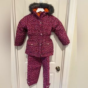 Hanna Andersson Kids Puffer Jacket & Pants Set - Purple with Polka Dots